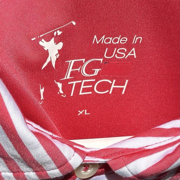 Merion Golf Club Polo Shirt Mens XL Fairway & Greene FG Tech Red White Striped - Picture 3 of 10